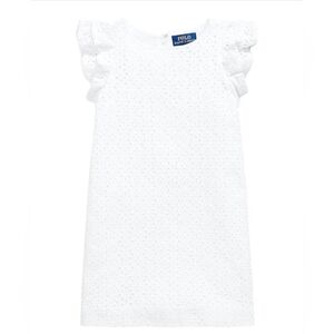 Polo Ralph Lauren Girls' Eyelet Ruffle Gingham Cotton Madras Dress Size 16